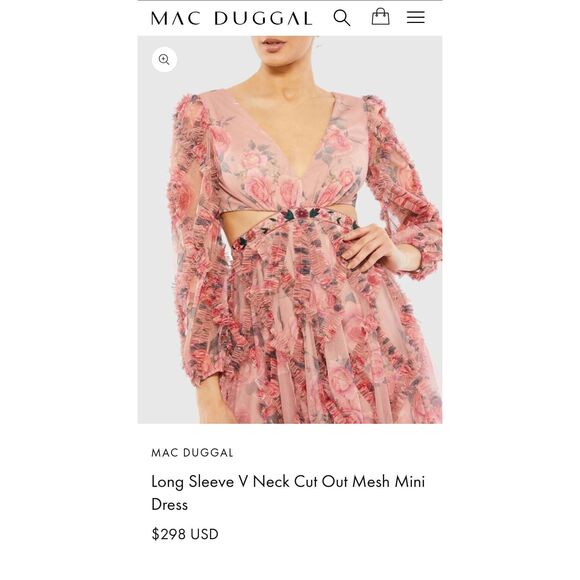 Mac Duggal Pink Floral Midi Dress - Picture 8 of 8